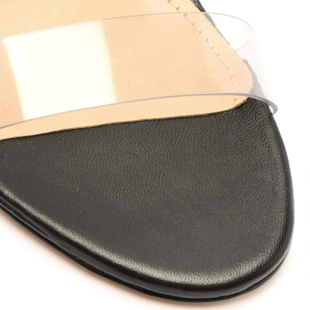 SCHUTZ Jessie Vinyl & Nappa Leather Sandals Black and Clear Size 8.5 - Picture 8 of 15